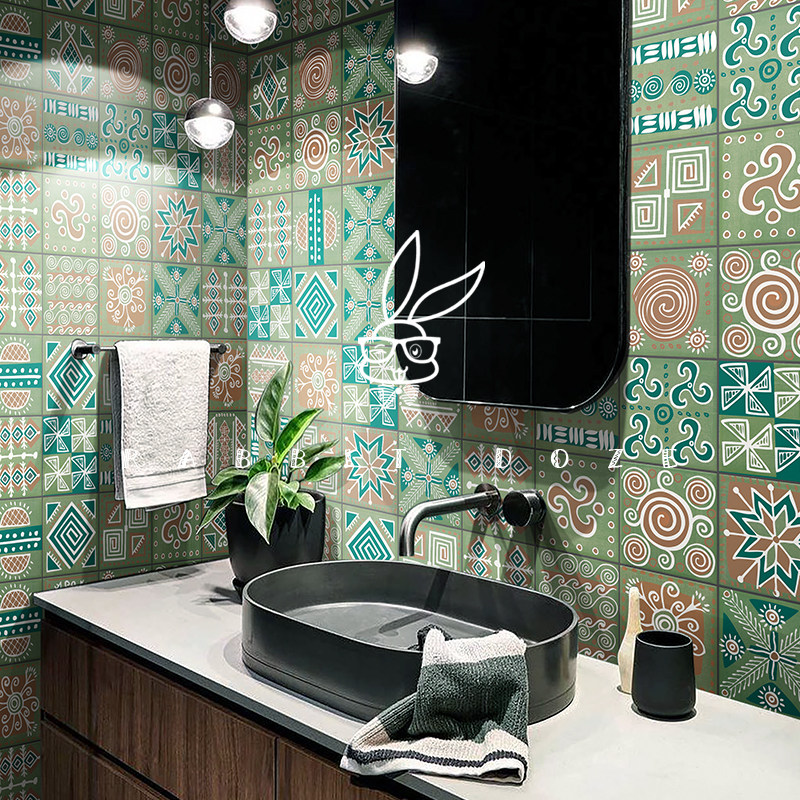 European personality retro green small flower brick color art antique brick balcony bathroom kitchen dining room 200200