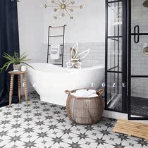 Nordic Wind Retro Small Flowers Brick Black & White Color Kitchen Toilet Balcony Matt Floor Tiles Background Wall Anti Slip 300300