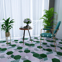 Nordic hexagonal brick small flower brick balcony floor tiles toilet kitchen living room green pink background wall 200 * 230