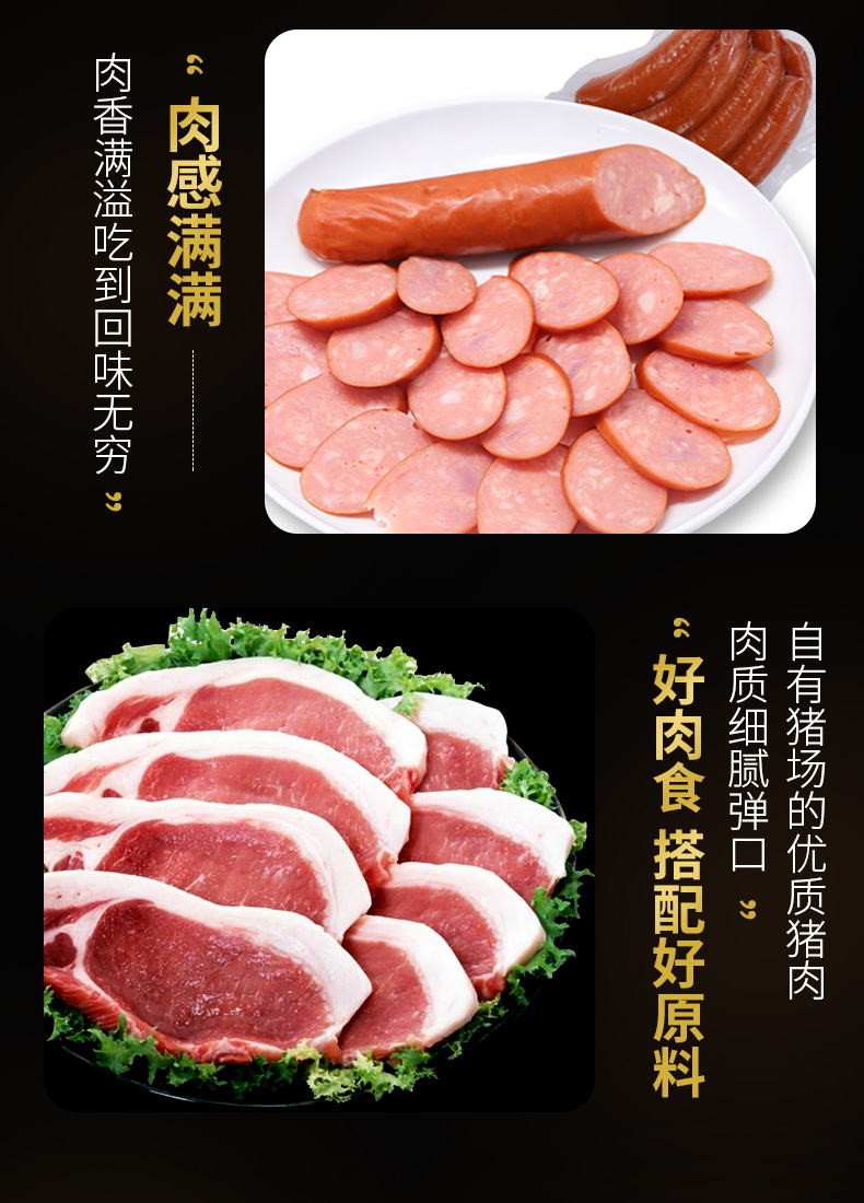龙大肉食 纯肉蒜味肠 420g*2袋 图3