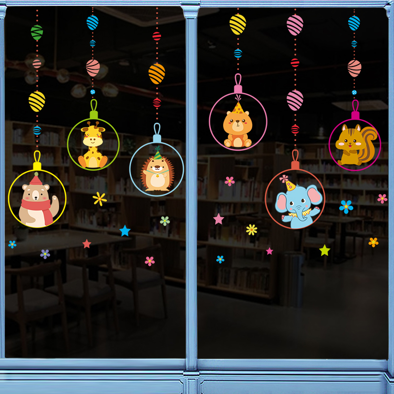 Cozy Bedroom Rooms Wall Stickers Pendant Deco Waterproof Stickers Creativity Mall Shop Shop Window House Glass Stickers