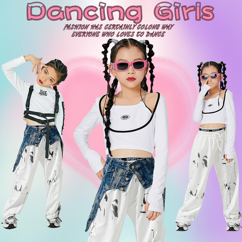 Children Fashion Hip Hop Street Dance Jazz Dance Costumes Jazz Women's Group Hot Girls Practice Suit Girls Walking Show Boobao-Taobao