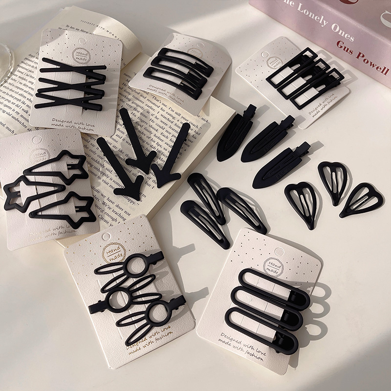 Black fashion sand grinding hair clip on the front forehead of the female side Liu Hai clip headdress broken hair and duck mouth clip bb card