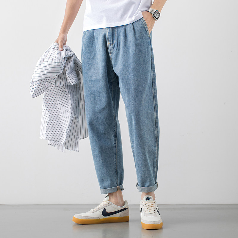 Jeans Men 2023 New Spring and Autumn High - end Digital Layer 9 - point Leisure Tide Men's long pants