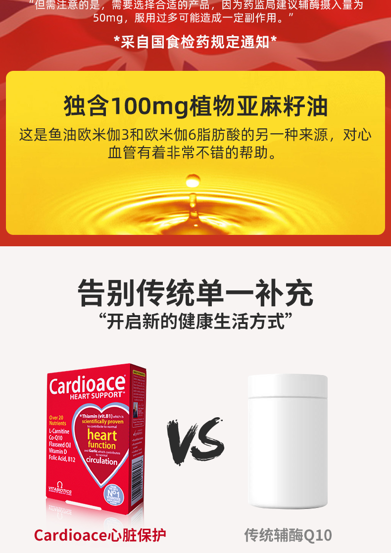 英国最大保健品牌之一 维百莱​旗下 Cardioace 22种营养素辅酶Q10 30片 图8