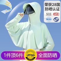 Ice silk sunscreen clothing womens summer thin section 2021 new sunscreen blouse cardigan hooded jacket breathable cycling sunscreen clothing