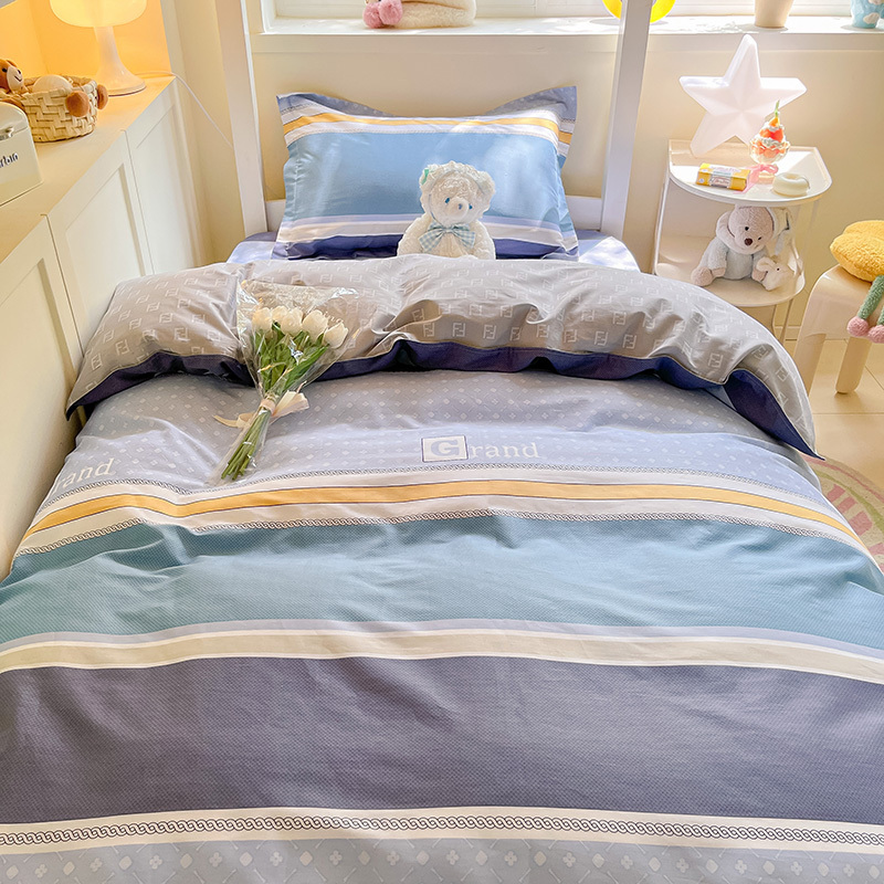 Pure Cotton College Dormitory Bed Three-Piece Set for Boys, Fitted Sheet, All-Cotton Dormitory Bunk Bed Duvet Cover Six-Piece Set