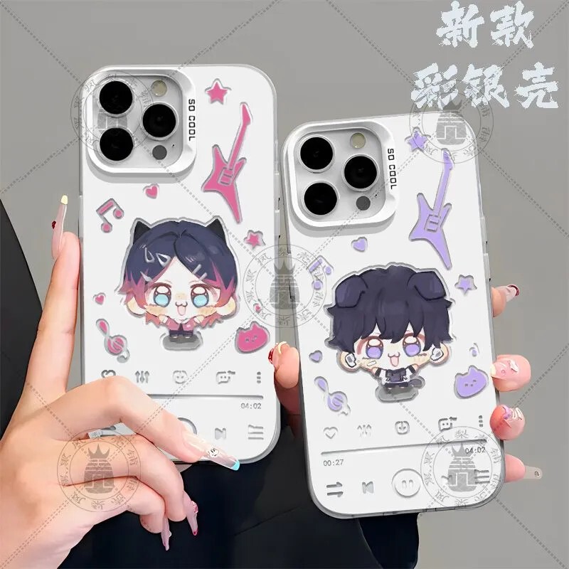 Q Version Fearless Contract Shadow Swift Wind Twilight Butterfly One-On-One Phone Case Suitable for Apple, Vivo, Oppo A58, Huawei, Color Silver