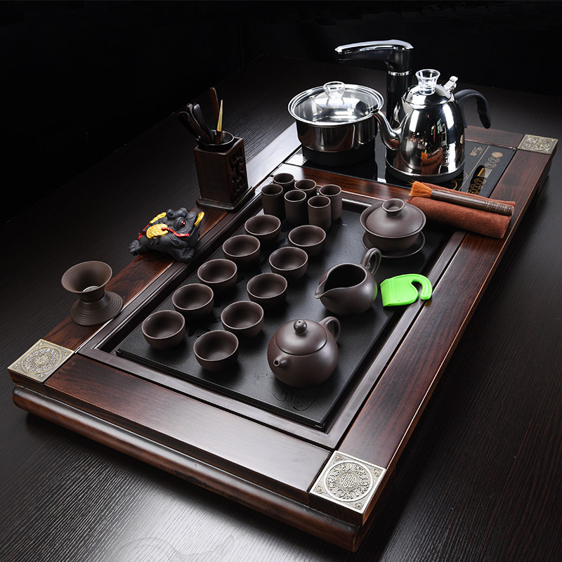 Tea tray solid wood purple sand tea set household kung fu tea set Cup automatic four-in-one body automatic water supply appliance