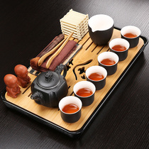 Kung Fu tea set Ceramic modern household small set bamboo water storage melamine dry brewing plate Simple tea table tea plate