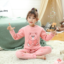 Children Warm Underwear Suit Thickened Pure Cotton Boy Girl Baby Autumn Clothes Autumn Pants Kid Triple Layer Clip Cotton Pyjamas