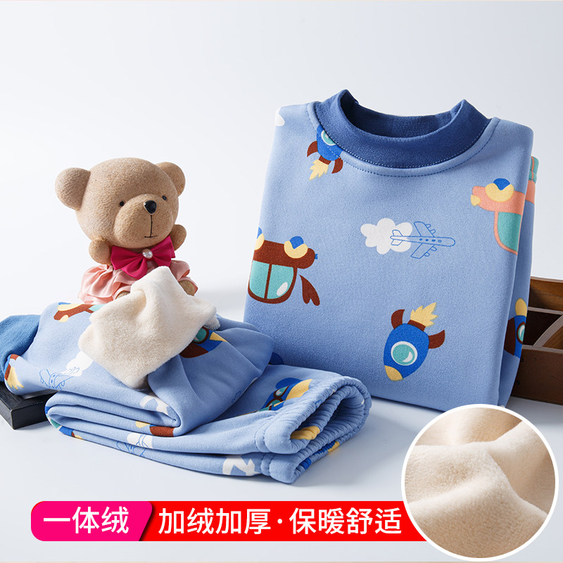 Children's thermal underwear suit Cavet thickened Winter boy Large Child Autumn Clothes Sanitary Pants Girl in the pyjamas