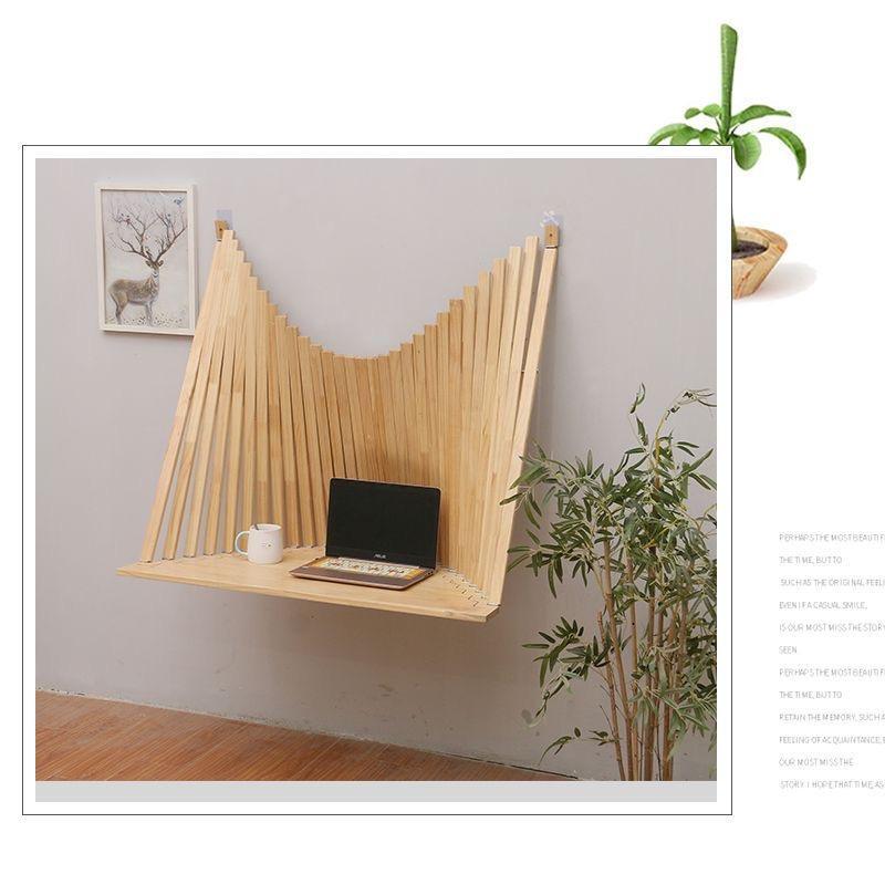 Trendy Folding Table, Solid Wood Wall-Mounted Retractable Laptop Table, Small Apartment Study Desk, Hidden Desk Trendy Folding Table, Solid Wood Wall-Mounted Retractable Laptop Table, Small Apartment Study Desk, Hidden Desk