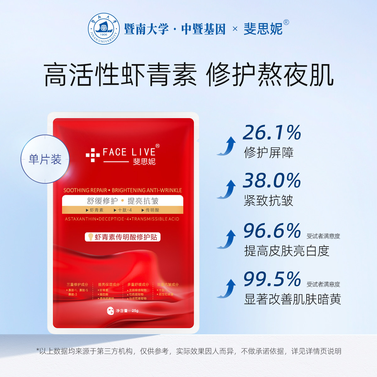 斐思妮虾青素提亮抗皱修护面膜 云感奶皮膜布熬夜修复
