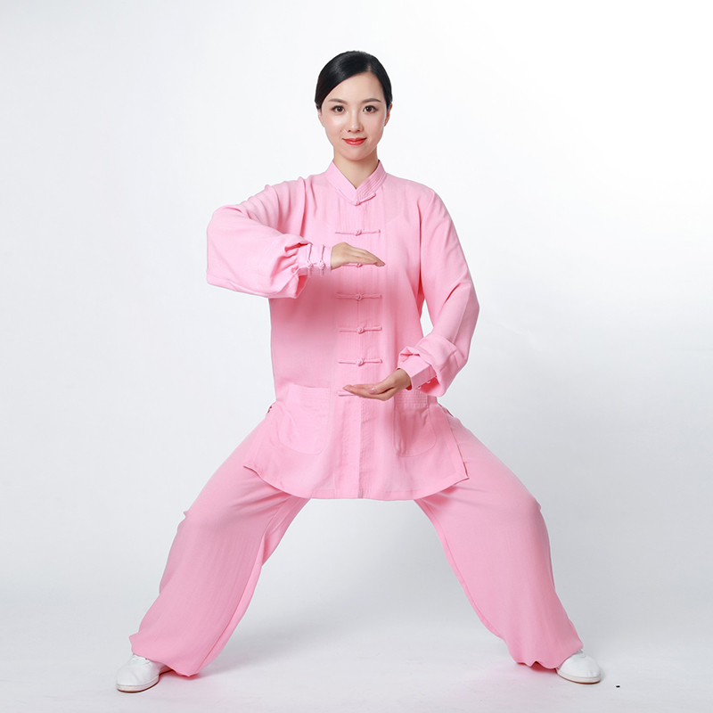 Mùa xuân hè New Xiu Hua Daoyuan Taiji Quần áo nữ Chảy Linen Thực hành ăn mặc võ thuật Performance Nam Trung Quốc Phong cách ngắn Sleeves