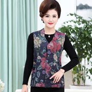 . Mùa xuân / áo không tay collarless mẹ trung niên mùa hè thời trang short-cut của phụ nữ giản dị của phụ nữ vest mặc ngựa nạc