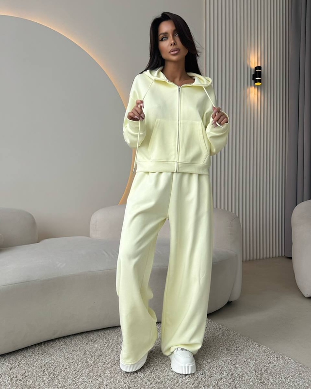 European and American Style Fashion Casual Loose Hooded Jacket and Pants Two-Piece Set