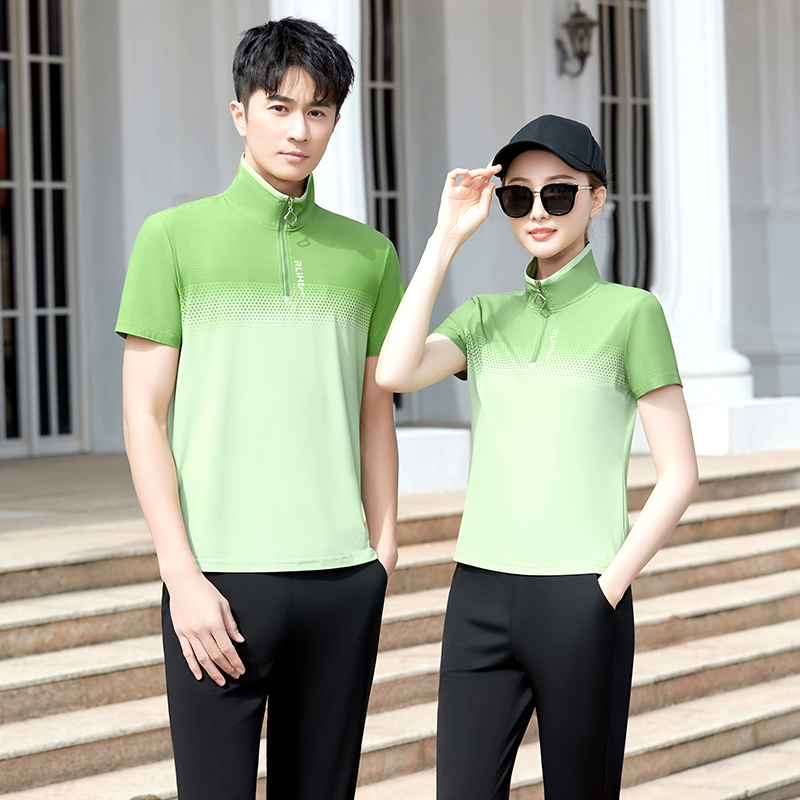 Stand-Up Collar Polo Shirt for Men and Women, Quick-Drying Running Sportswear, New Couple's Outfit, Large Size Stylish Half-Sleeve T-Shirt