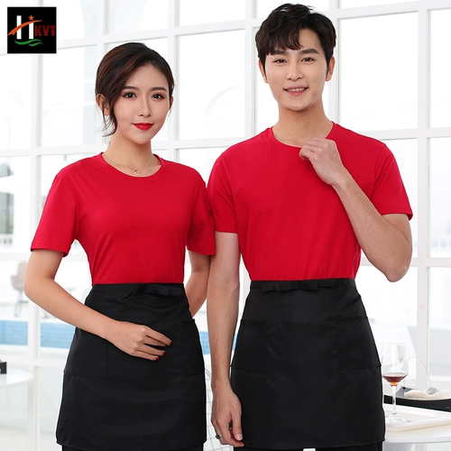 Официант для питания рабочая одежда T -For -Short -Sleeved Workshop Barbecue Hot Pot Shop Ресторан ресторан супермаркет супермаркет униформ