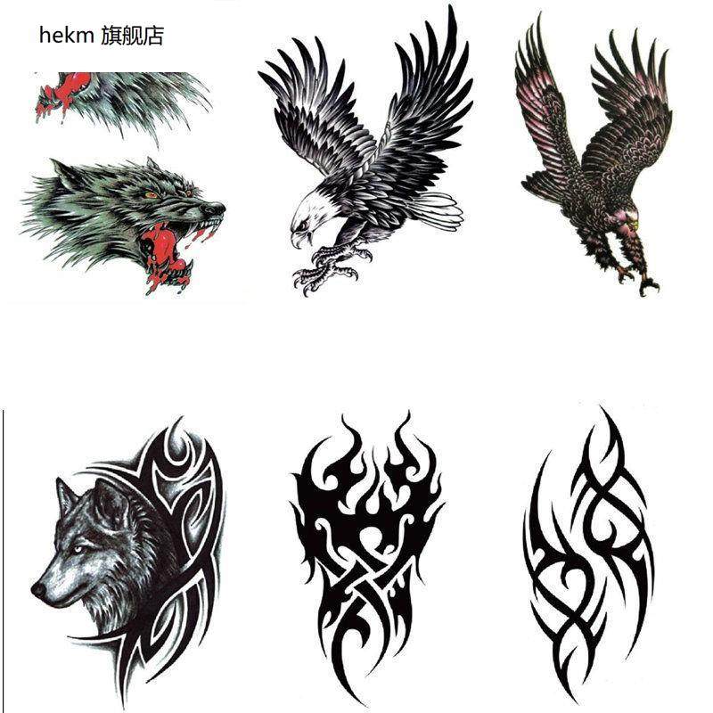 Half-arm male and female tattooed with waterproof persistent arm thigh chest front back tattooed Social Kuan Kung Dragon Eagle Blood Wolverine Head-Taobao