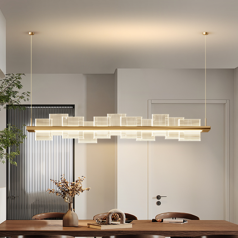 Simple Modern Light Luxury Long Strip-Shaped Restaurant Chandelier Tea Room Bar Counter Cashier Desk Study Booth Designer Chandelier