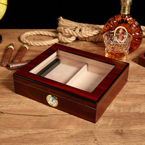 LUXFO Langyou humidor humidor solid wood sealed transparent window display box portable small Cuban cigarette case