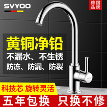 German brand all copper hot and cold kitchen faucet single hole rotatable vegetable basin stainless steel sink 304 single cold