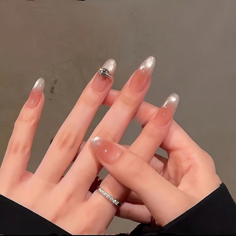 2025 New Silk Cat-Eye Handmade Wearable Nails Nude Color Gradient Fake Nail Patches Pink Series High-End Nail Art 2025 New Silk Cat-Eye Handmade Wearable Nails Nude Color Gradient Fake Nail Patches Pink Series High-End Nail Art