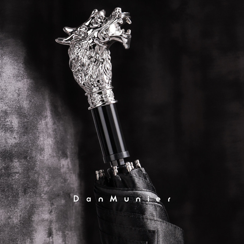 Zodiac Tri-fold Umbrella Retro Solid Color Black Gift Box Folding Thickening Anti-wind Umbrella Men's Advanced Custom Umbrella