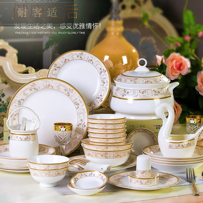 Hold to guest comfortable manufacturers shot ceramic tableware suit 56 60 skull porcelain household bowls plates suit gift set