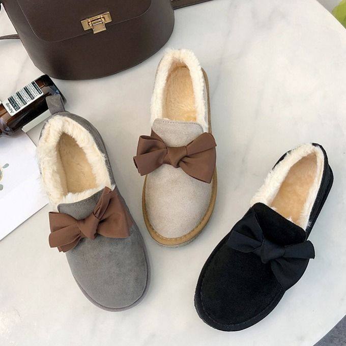 New autumn and winter non-slip pregnant women shoes to go outside wearing warm and velvety thickened cotton shoes loose moon One foot pedal women's shoes
