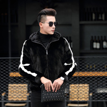 New mink leather big clothes mens whole mink fashion individuality leather grass jacket big coat mens mink fur integrated male
