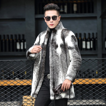 New mink fur coat mens whole mink black ferrets Fashion medium long business mens clothing