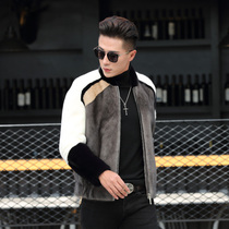 New art mink leather big clothes mens whole mink fashion individuality leather grass jacket big coat mens mink fur integrated male