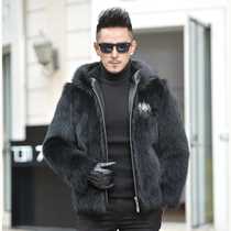 Imported North American raccoon fur jacket fur one-piece mens limited edition leather grass jacket whole mink leather