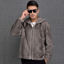 New mink fur coat mens whole mink mens clothing jacket water mink grass whole mink with cap fur heinine fur leather clothing