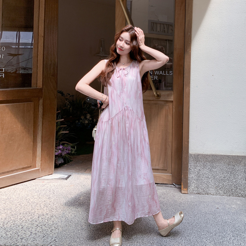 Pink Gentle Style Super Fairy-Like Sleeveless Vest Dress for Women, Mid-Length 2026 Summer New French Sweet Age-Reducing Dress