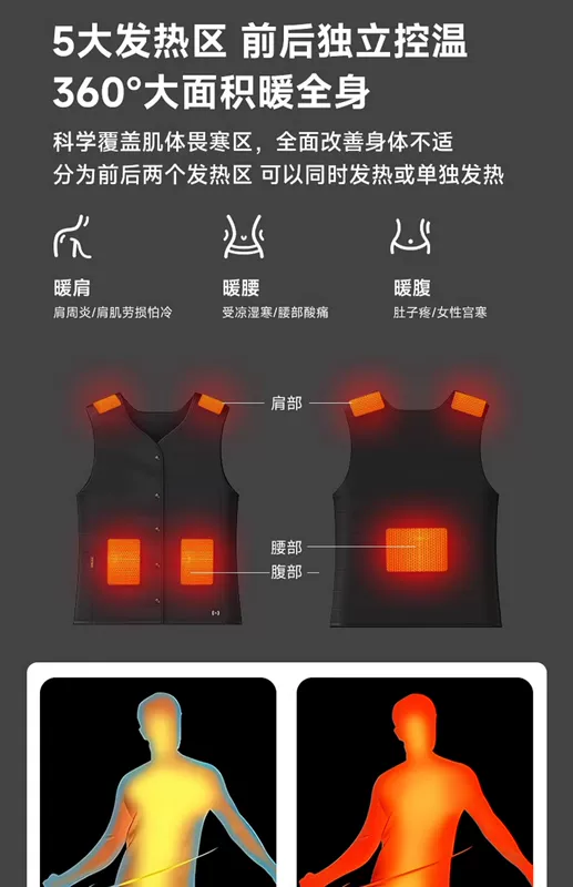 Áo vest sưởi ấm dễ dàng mát mẻ graphene áo sưởi điện thông minh cotton quần áo mùa thu đông mới nam nữ bên trong ấm áp áo vest