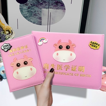 2021 universal new version of medical birth certificate Vaccine protective cover Zodiac baby Baby vaccination certificate protective jacket Newborn male and female 2020 Zodiac cow baby