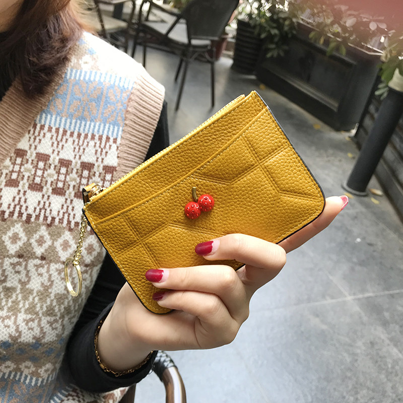 Leather coin coin purse female small mini soft cowhide short clip simple keychain Korean version 2021 new