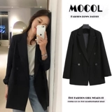 Черный осенний пиджак классического кроя для отдыха, в корейском стиле, свободный крой