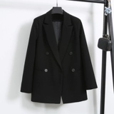 Черный осенний пиджак классического кроя для отдыха, в корейском стиле, свободный крой