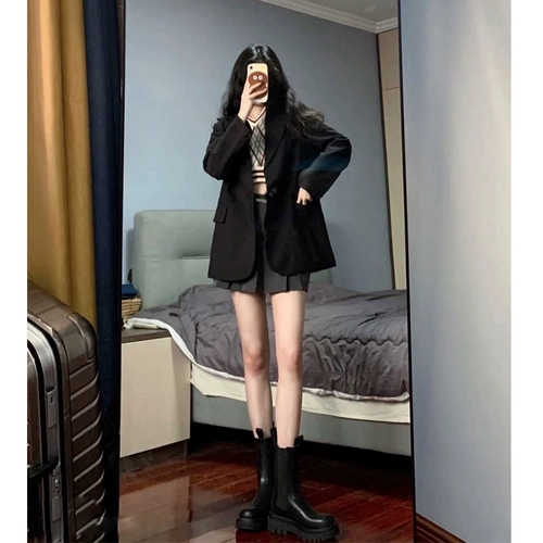 Демисезонный короткий пиджак классического кроя для отдыха, в корейском стиле, подходит для подростков