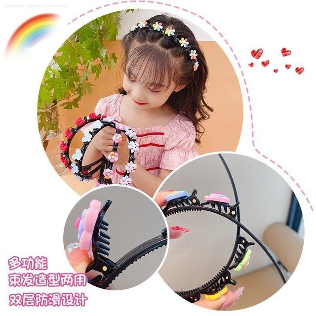 ເດັກນ້ອຍຜົມ hoops ອິນເຕີເນັດສະເຫຼີມສະຫຼອງເດັກຍິງ braidable hair hoops headbands hair accessories headdress Princess baby summer ຜົມຫັກ hoops ສໍາລັບແມ່ຍິງ