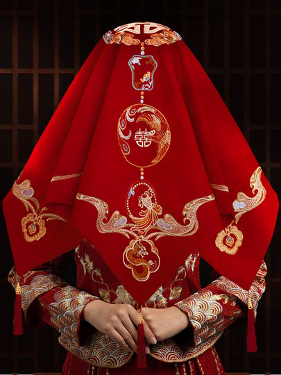 Complete Collection of Wedding Supplies 2025 New Style Chinese Wedding Bride's Special Red Headscarf Wedding Xiuhe Suit Red Headwear