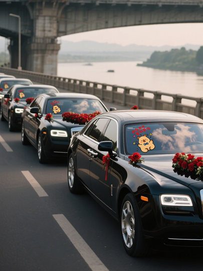 婚车布置专用静电贴喜字贴纸结婚装饰必备车贴婚礼婚庆用品玻璃贴