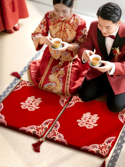 婚礼新娘改口敬茶磕头专用喜垫跪垫一对结婚垫子坐垫婚庆用品大全