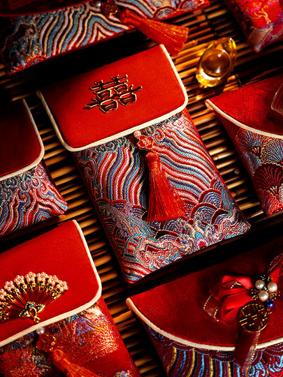 A Pair of Red Envelopes for Weddings, Large Size, with the Word 