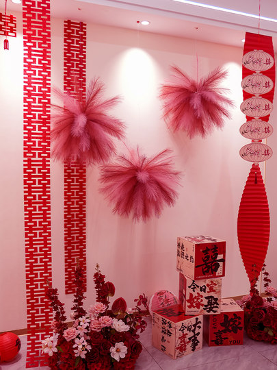 结婚礼创意布置高级氛围感拍照中式风筝婚房客厅角落灯笼装饰套装