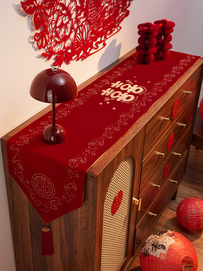 Wedding Preparation Decoration Living Room Dining Table Coffee Table Table Runner Wedding Room Decoration Red Double Happiness Tablecloth Wedding Supplies